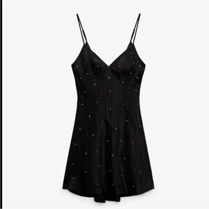 Zara Black Sequin Slip Dress Cocktail